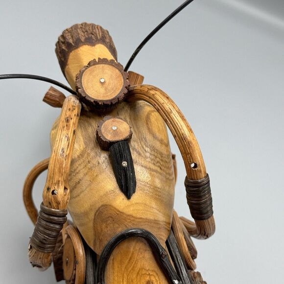 Vtg Wooden Motorcycle Chopper Folk Art Tamarind Wood Vines Woodsy Decor 15" L - Picture 9 of 16